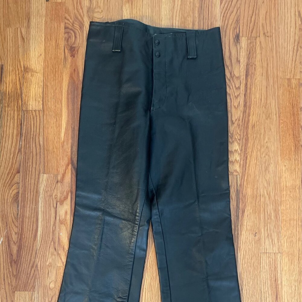 Vintage Wide Leg Cropped Leather Pants